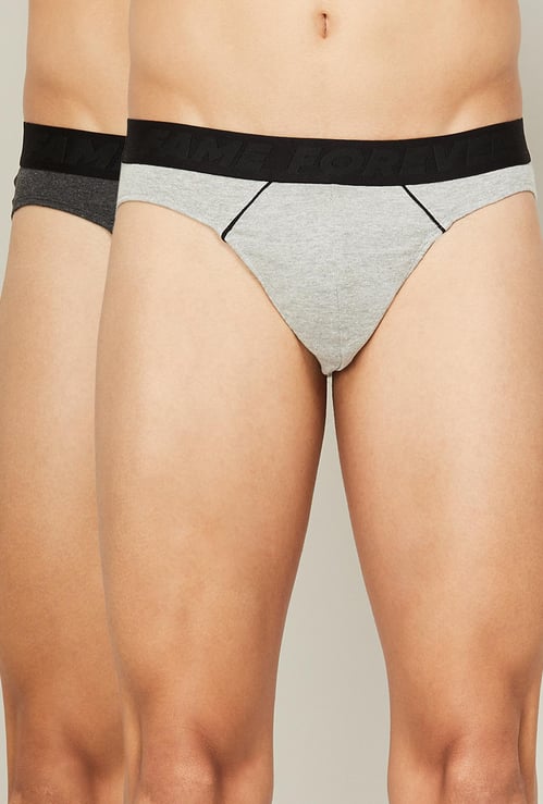 FAME FOREVER Men Striped Elasticated Briefs - Set of 2