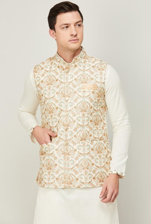 MANYAVAR Men Printed Regular Fit Reversible Nehru Jacket