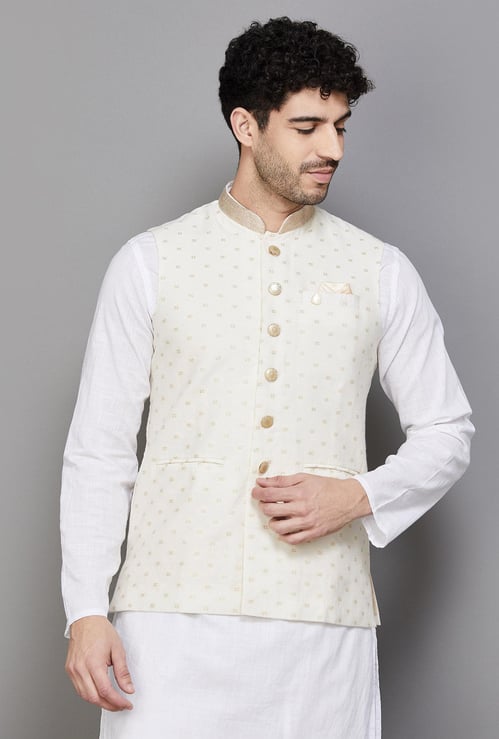 MANYAVAR Men Woven Regular Fit Kurta Jacket