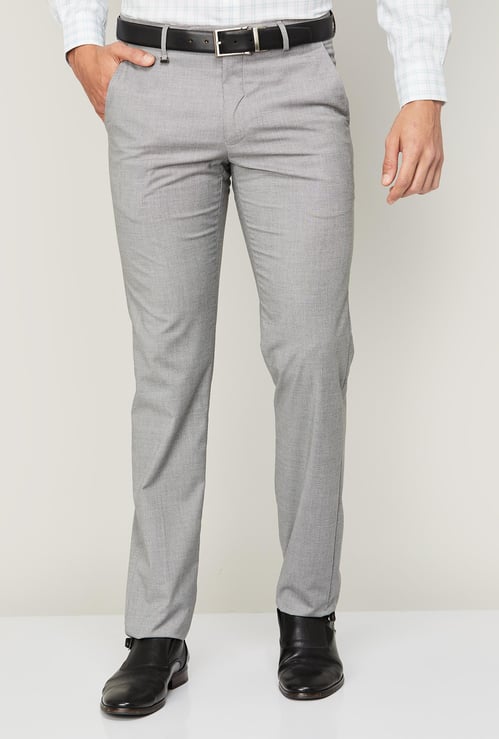 VAN HEUSEN Men Textured Slim Tapered Formal Trousers