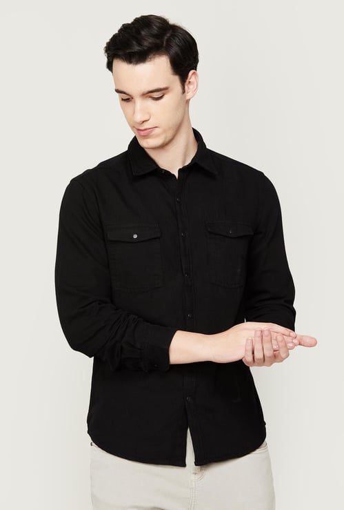 DENIMIZE Men Solid Slim Fit Denim Shirt