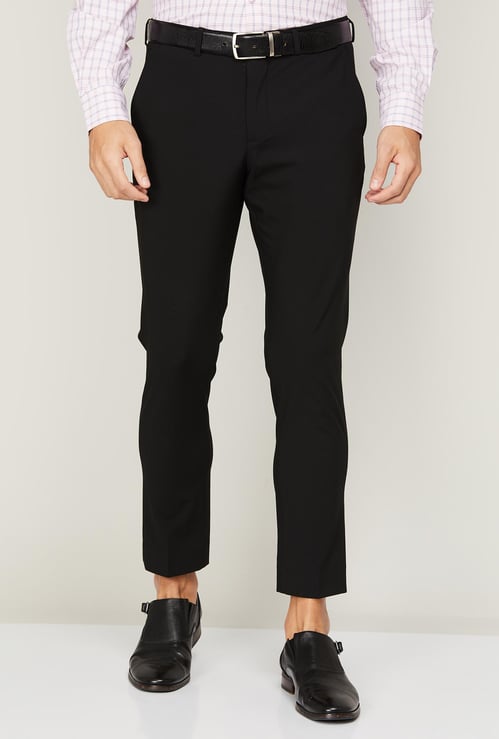 CODE Men Solid Super Slim Fit Formal Trousers