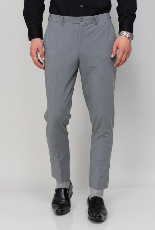 CODE Men Solid Super Slim Fit Formal Trousers