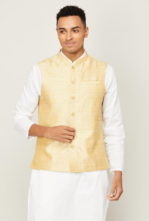 MELANGE Men Printed Band-Collared Nehru Jacket