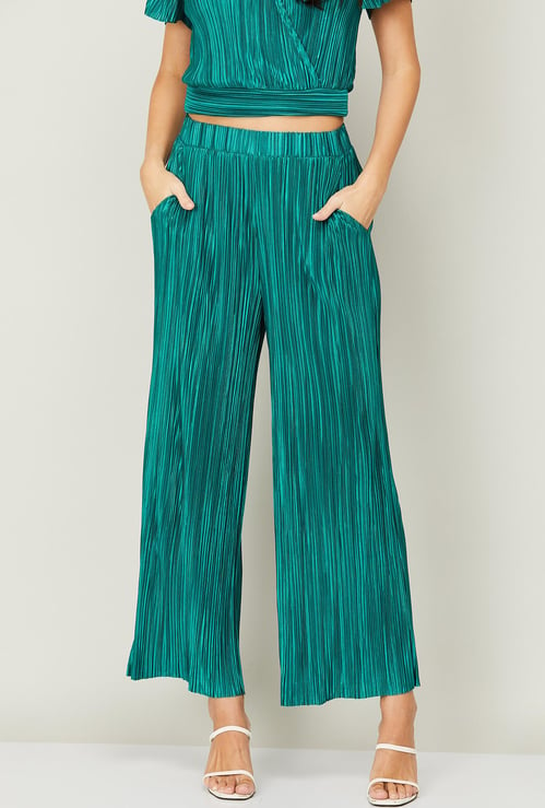 CODE Women Pleated Palazzos with Side Pockets