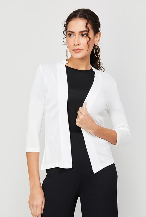 CODE Women Solid Front-Open Shrug