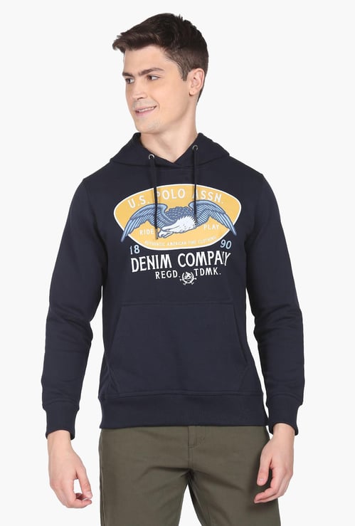 U.S. POLO ASSN. Men Graphic Printed Hooded Sweatshirt