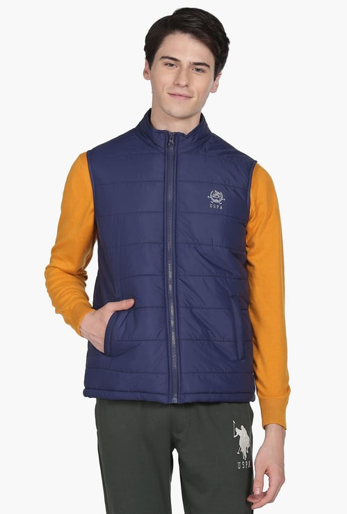 U.S. POLO ASSN. Men Solid Sleeveless Puffer Jacket