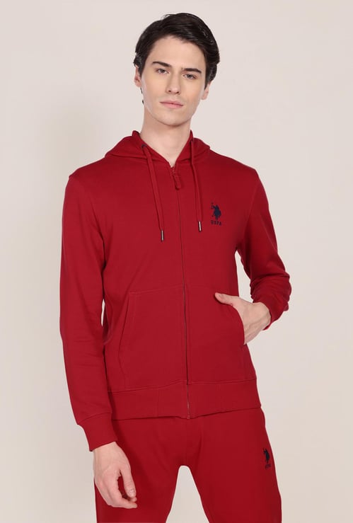 U.S. POLO ASSN. Men Solid Hooded Regular Fit Sweatshirt