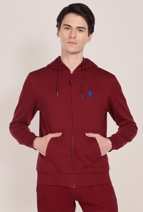 U.S. POLO ASSN. Men Solid Hooded Sweatshirt
