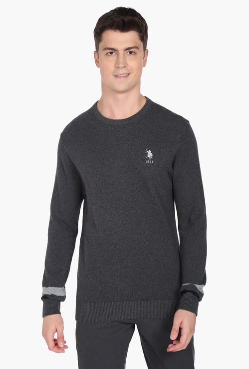 U.S. POLO ASSN. Men Textured Crew Neck Sweater