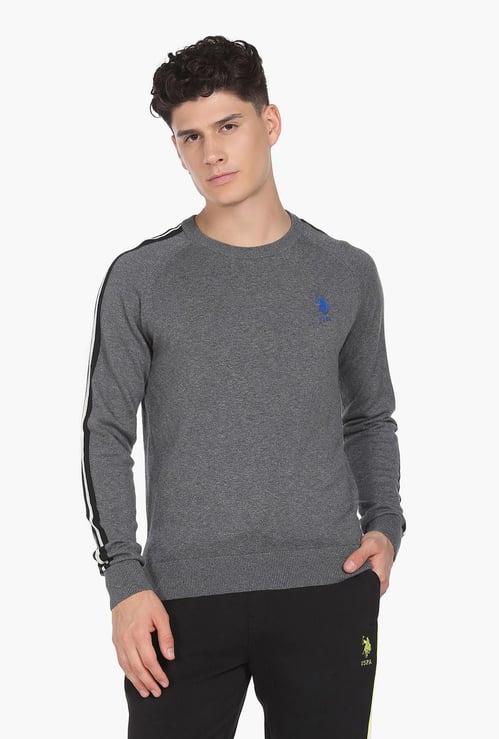 U.S. POLO ASSN. Men Heathered Crew Neck Sweater
