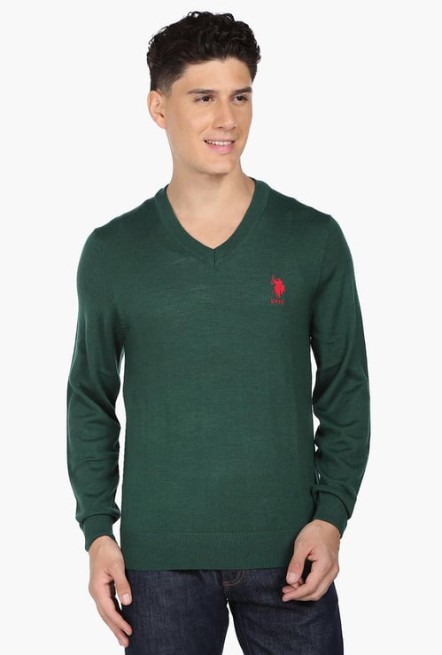 U.S. POLO ASSN. Men Solid Full Sleeves Sweater