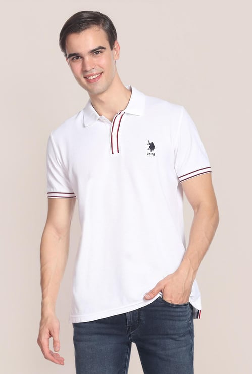 U.S. POLO ASSN. Men Solid Regular Fit Polo T-shirt