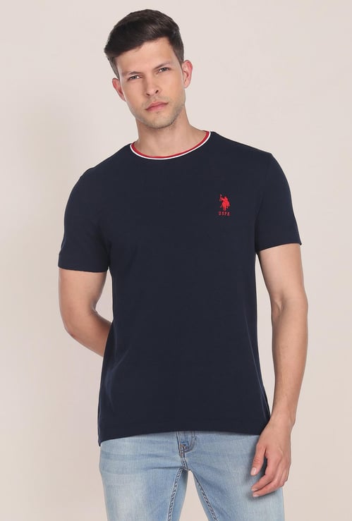 U.S. POLO ASSN. Men Solid Slim Fit Knit T-shirt