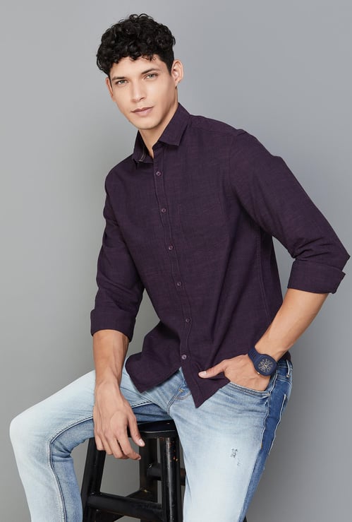 CODE Men Solid Slim Fit Casual Shirt