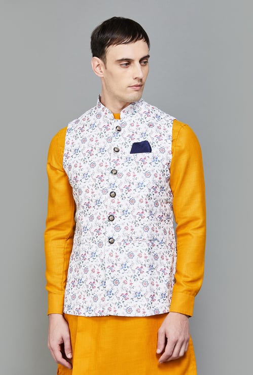 MANYAVAR Men Printed Nehru Jacket