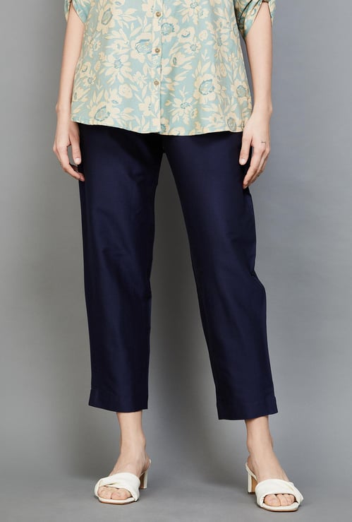 MELANGE Women Solid Straight Pants
