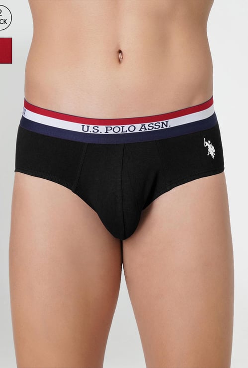 U.S. POLO ASSN. Men Striped Waistband Briefs - Pack Of 2