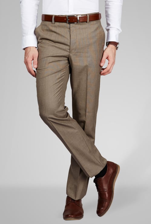 CODE Regular Fit Formal Flat Front Trousers