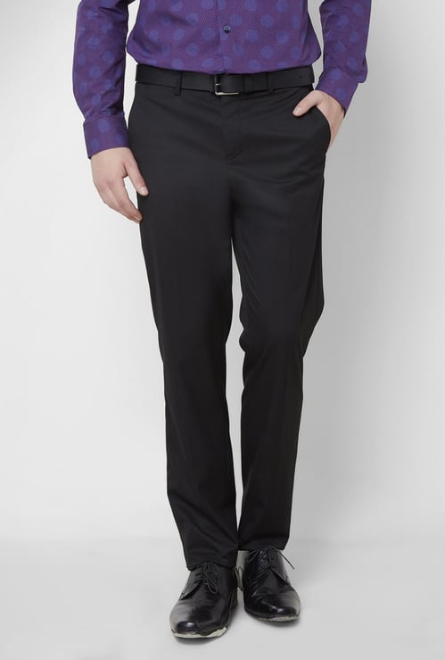 CODE Solid Slim Fit Trousers