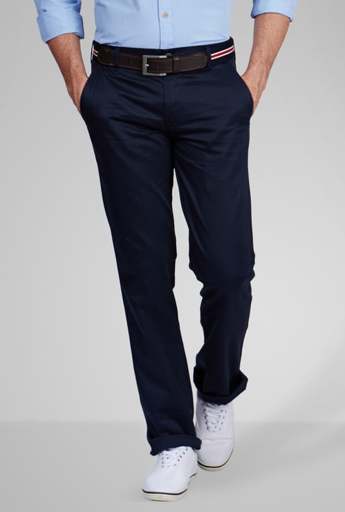 COLORPLUS Slim Fit Casual Flat Front Pants