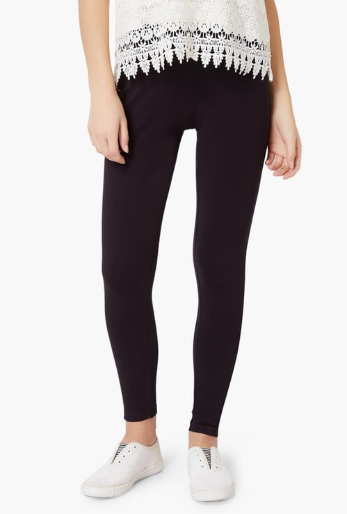 GINGER Solid Zipped Ankle Leggings