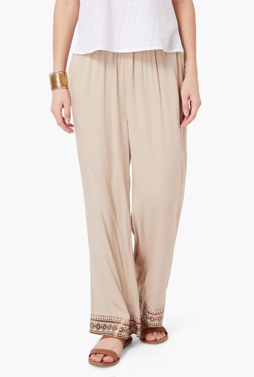 MELANGE Printed Hem Pocketed Palazzos