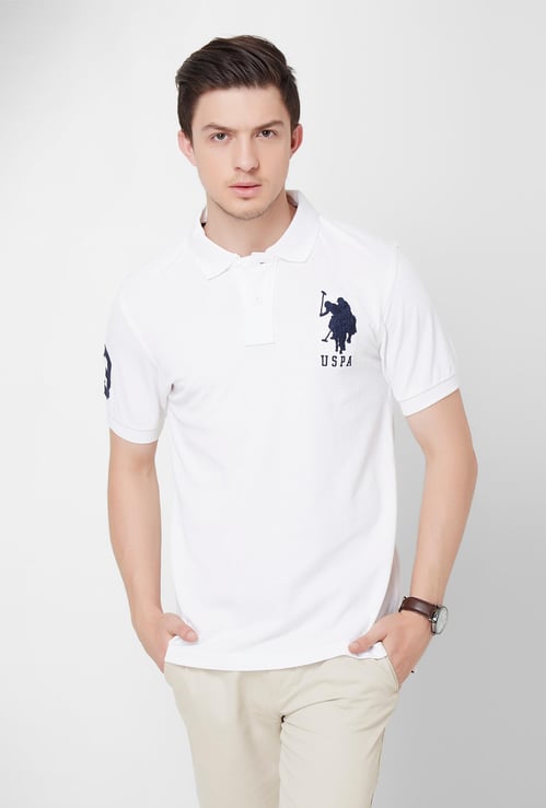 U.S. POLO ASSN. Solid Half Sleeves Slim Fit Polo T-shirt