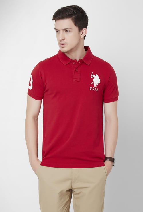 U.S. POLO ASSN.Solid Half Sleeves Slim Fit Polo T-shirt