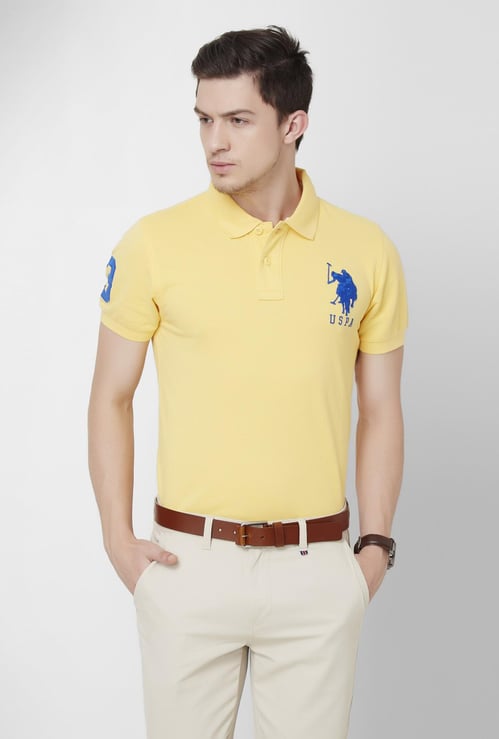 U.S. POLO ASSN. Solid Half Sleeves Slim Fit Polo T-shirt