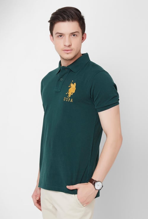 U.S. POLO ASSN. Solid Half Sleeves Slim Fit Polo T-shirt