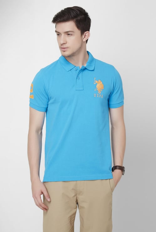 U.S. POLO ASSN. Solid Half Sleeves Slim Fit Polo T-shirt