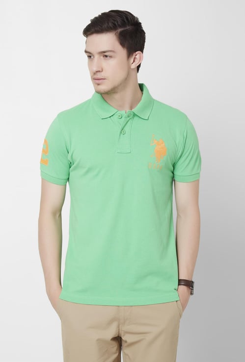 U.S. POLO ASSN. Solid Half Sleeves Slim Fit Polo T-shirt