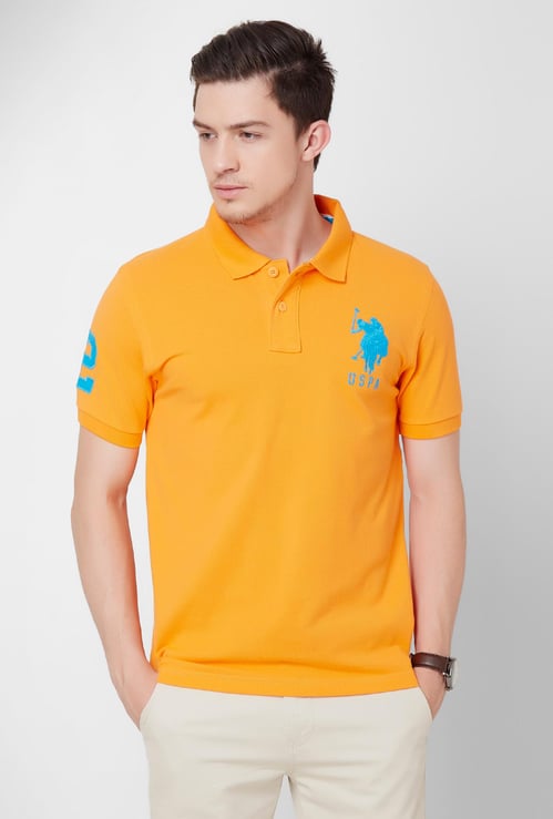 U.S. POLO ASSN. Solid Half Sleeves Slim Fit Polo T-shirt