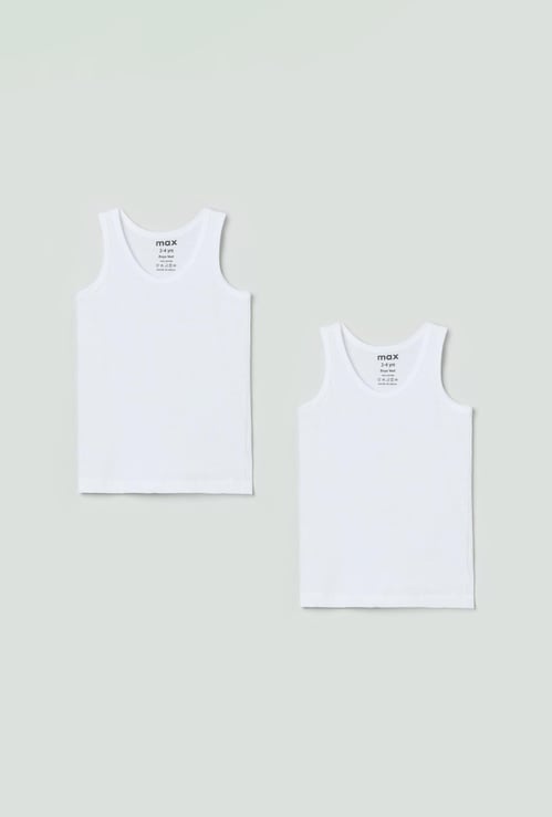 Boys Solid Sleeveless Vest- Pack of 2