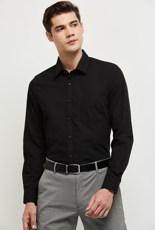 Men Solid Full Sleeves Formal Shirt 