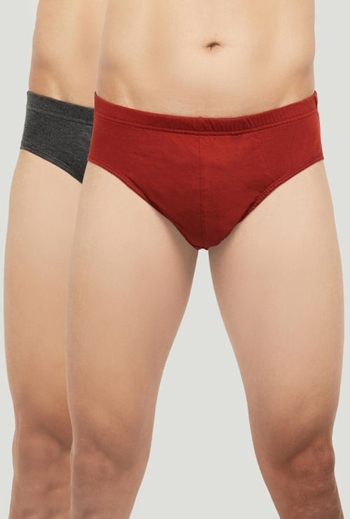 Men Antibacterial Solid Knitted Briefs - Pack of 2