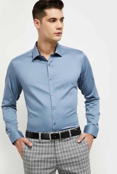 Men Solid Full Sleeves Slim Fit Formal Shirt 