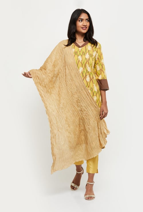 Women Solid Scrunched Dupatta 