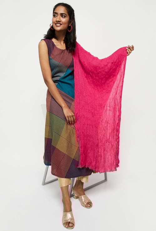 Women Scrunched Solid Dupatta 