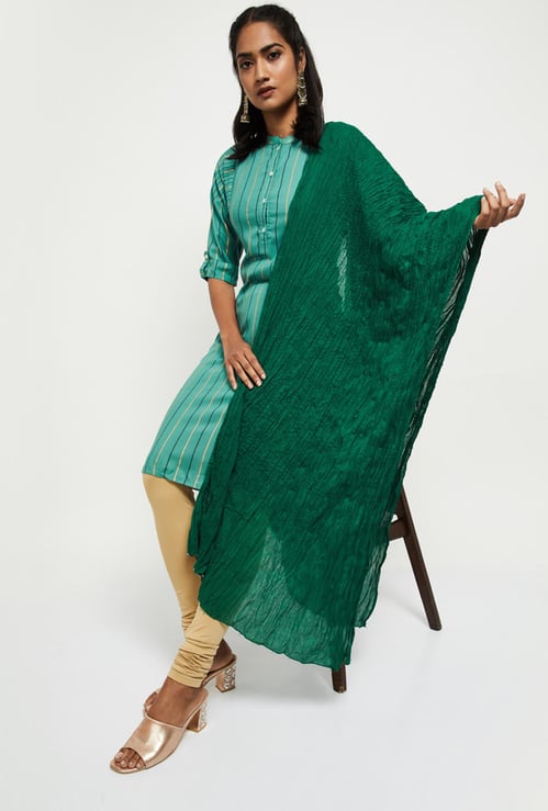 Women Solid Scrunched Dupatta 