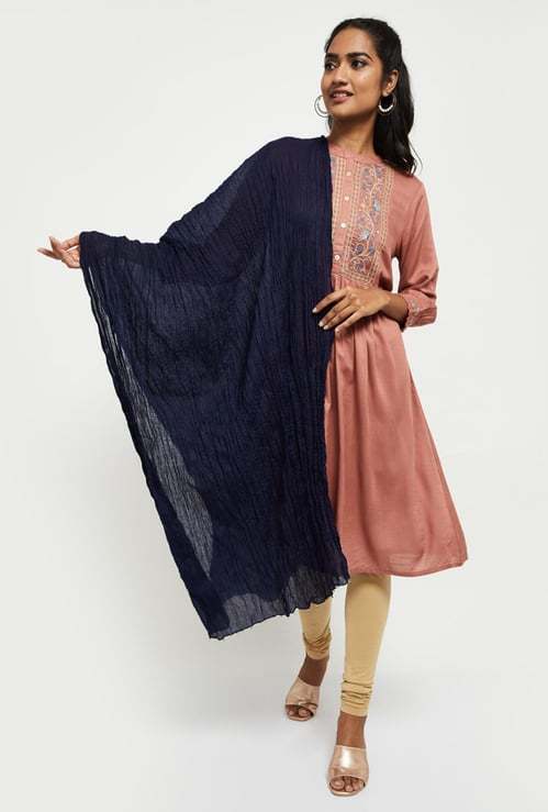 Women Solid Scrunched Dupatta 