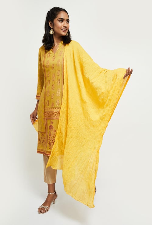 Women Scrunched Solid Dupatta 
