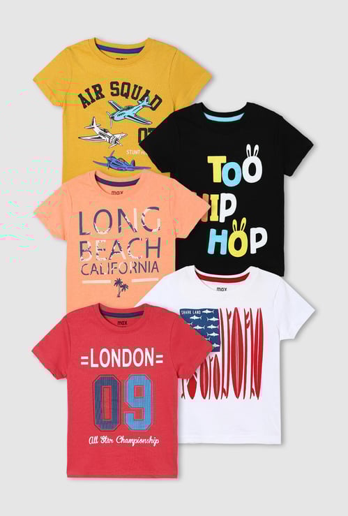 Boys Graphic Printed T-shirt - Pack of 5