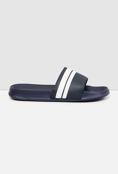 Men Striped Sliders