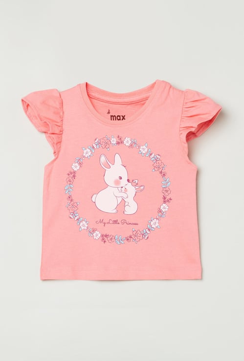 MAX Girls Printed Round Neck T-shirt