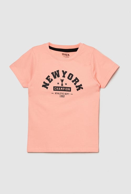 MAX Boys Printed Crew Neck T-shirt