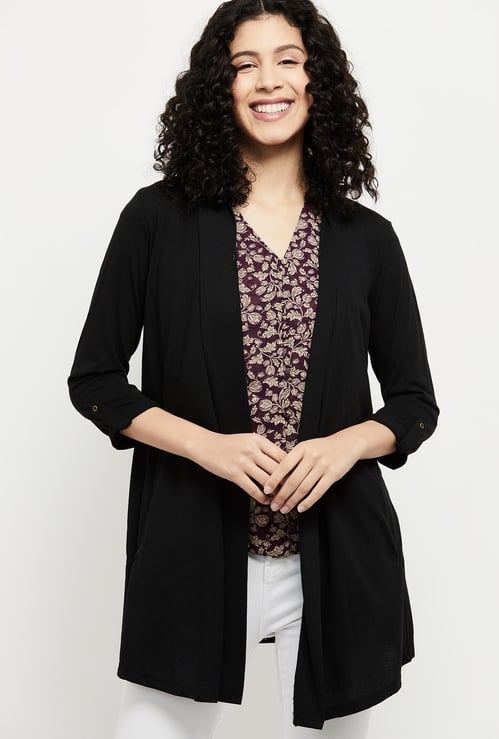 MAX Women Solid Front-Open Shrug