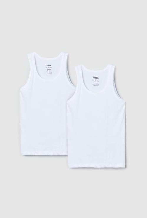 Boys Solid Sleeveless Vest - Pack of 2